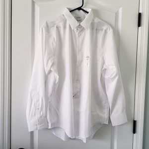 Calvin Klein Men's Infinite Slim Fit Full Button White Dress Shirt Sz XL 17 NEW